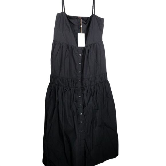 New Quince Womens Black Sleeveless Maxi Dress Organic Cotton Medium 4071A - Picture 3 of 12